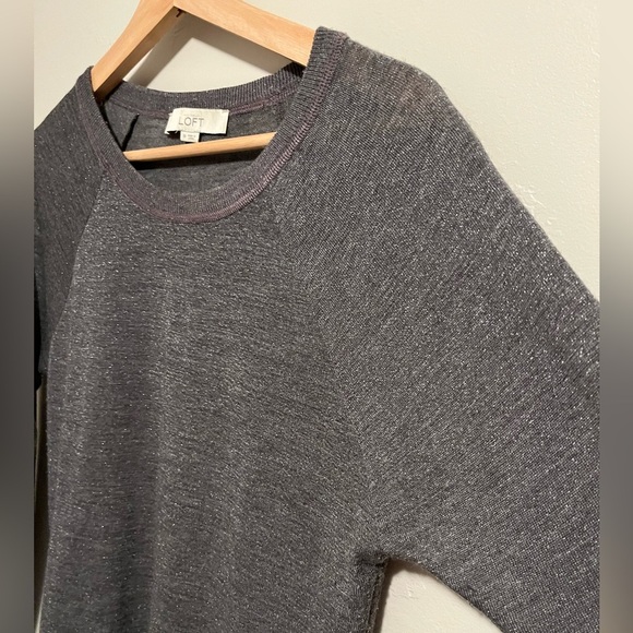 Loft Gray and Silver Round Neck Lightweight Sweater - Picture 6 of 9
